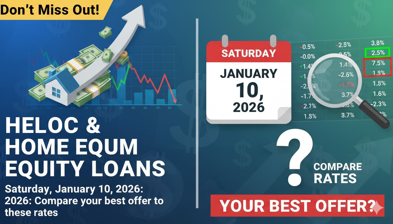 Line graph displaying average HELOC and home equity loan interest rates trending downward in early 2026
