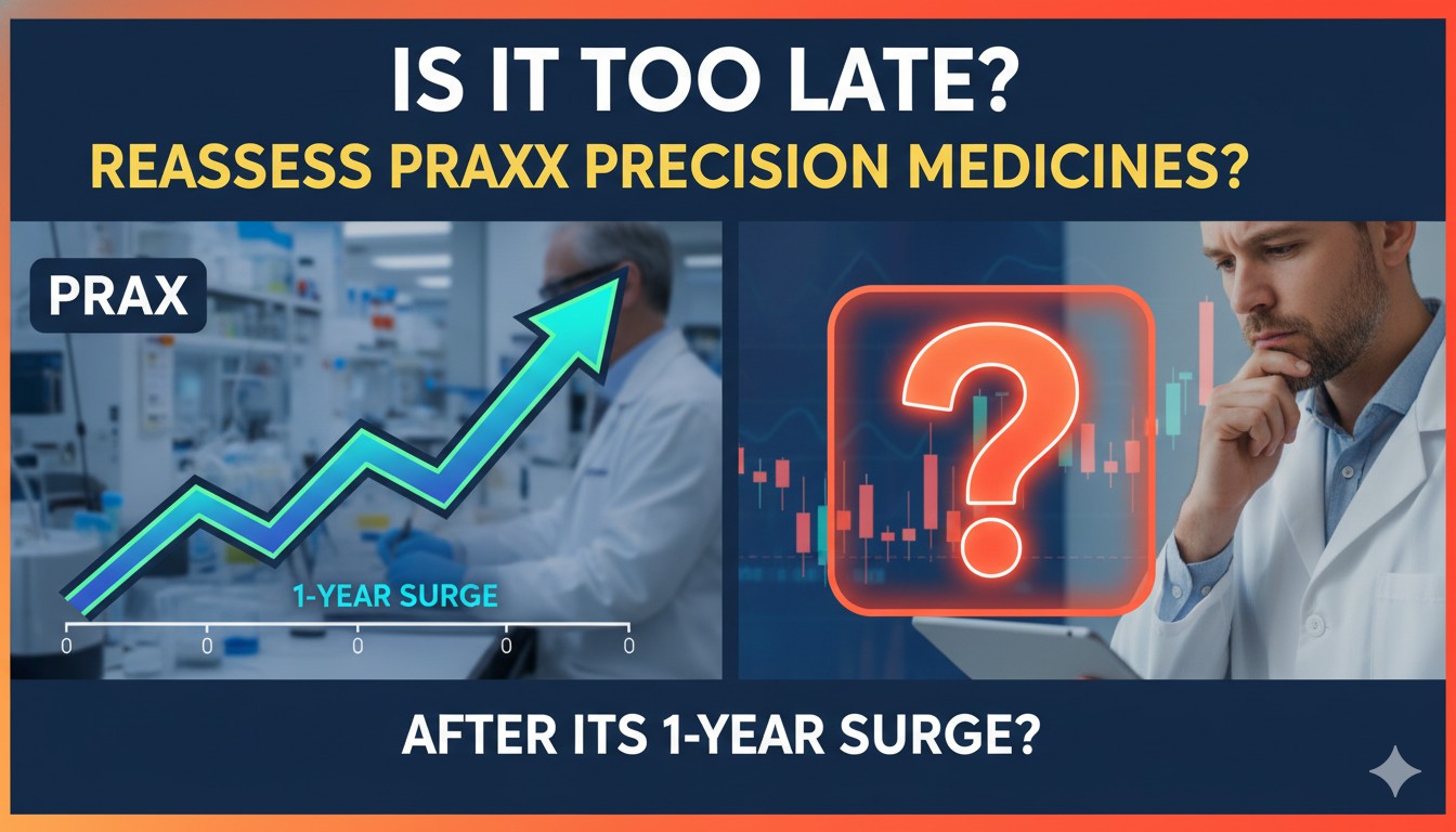 Stock chart of PRAX shares showing a dramatic upward surge over the past year