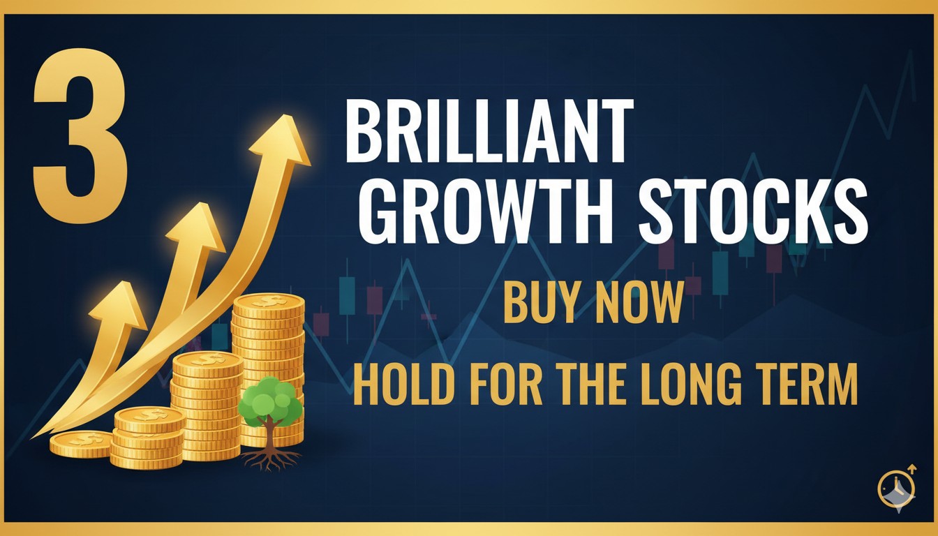 Stock market chart showing upward trends with icons representing tech and healthcare growth sectors