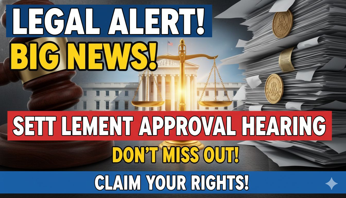 Illustration of a courtroom scene with financial documents and a gavel