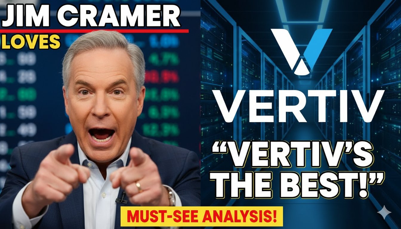 Jim Cramer enthusiastically endorsing Vertiv Holdings stock as the top pick in AI data center infrastructure