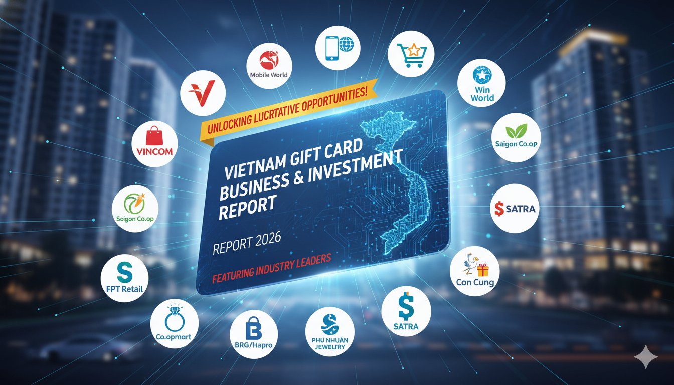 Alt Text for featured image : Vietnam gift card market growth chart 2026 featuring major retailers like Vincom, MWG, and Co.opmart