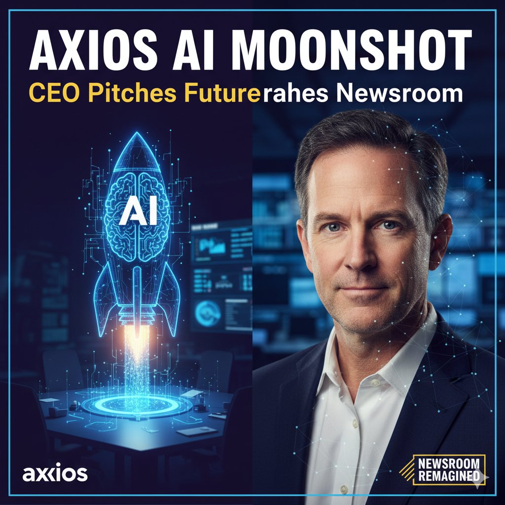 Axios CEO Jim VandeHei speaking at an event about AI integration in media newsrooms