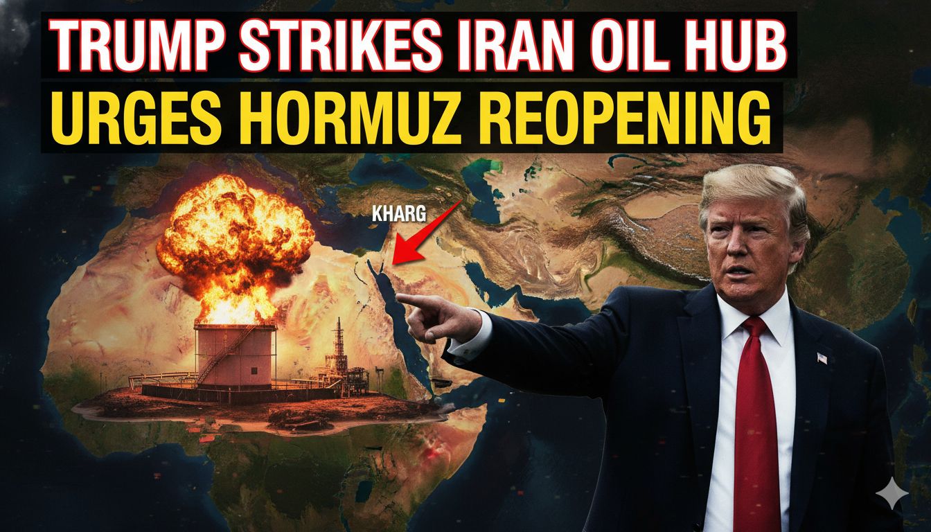 Satellite view of Kharg Island in the Persian Gulf, Iran's main oil export terminal, showing loading jetties and storage facilities amid regional tensions.