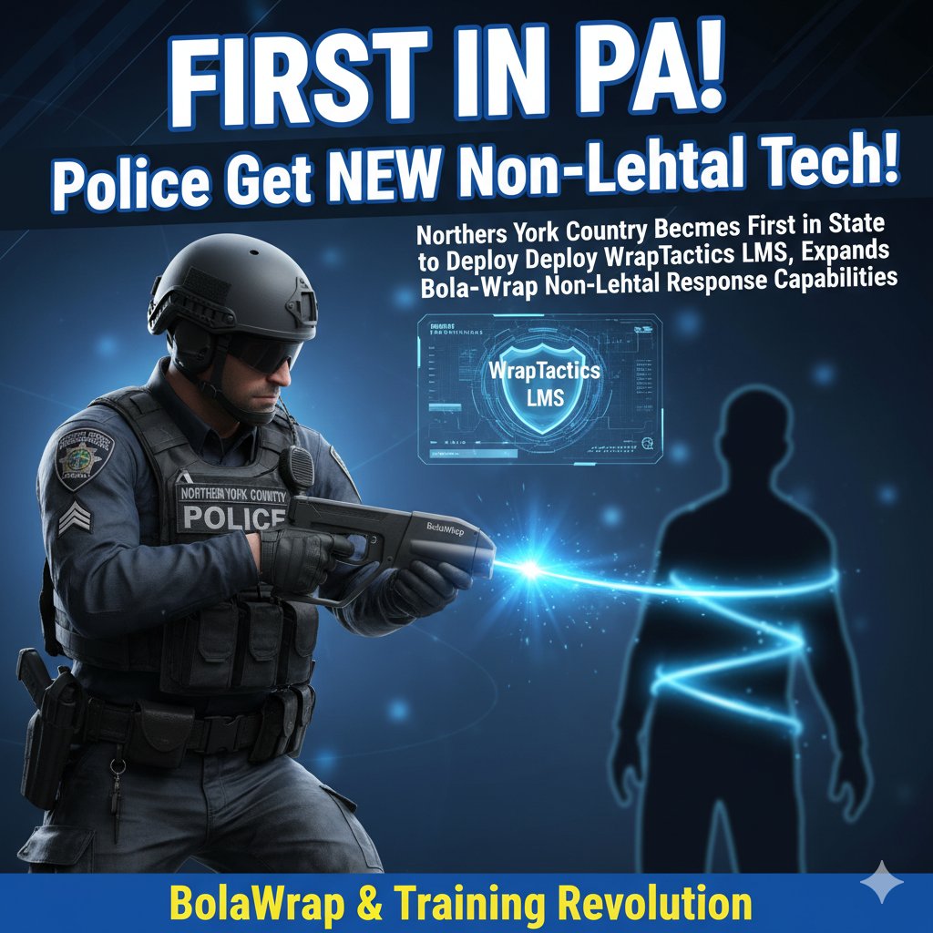 Northern York County Regional Police officers training with BolaWrap 150 device and digital WrapTactics LMS platform for non-lethal response